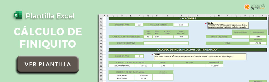 Plantilla Excel para calcular el finiquito