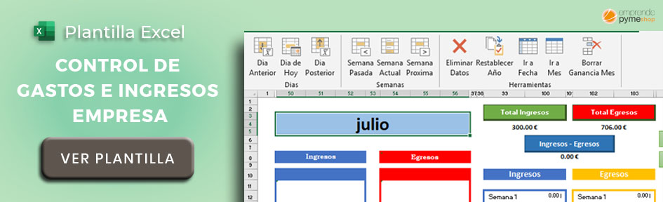 Plantilla Excel premium para el control de gastos e ingresos de empresas y autónomos