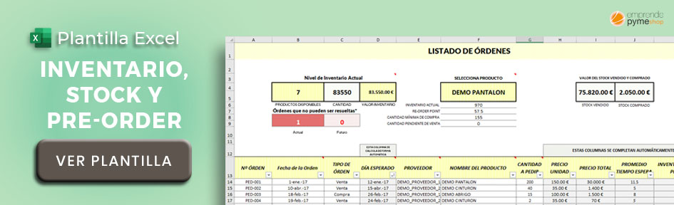 Plantilla Excel de gestión de inventario y stock